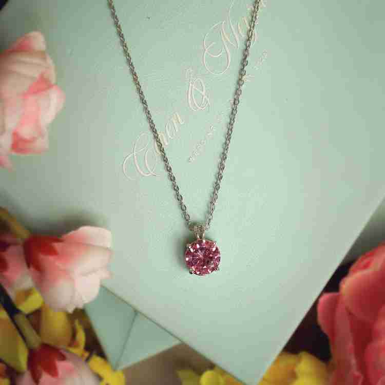 Jewel WORLD Pink diamond Gold plated necklace pendant locate chain