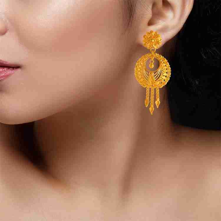 PC Chandra Jewellers Traditional Floral Style Yellow Gold 22kt Drop Earring Price in India Buy PC Chandra Jewellers Traditional Floral Style Yellow Gold 22kt Drop Earring online at Flipkart