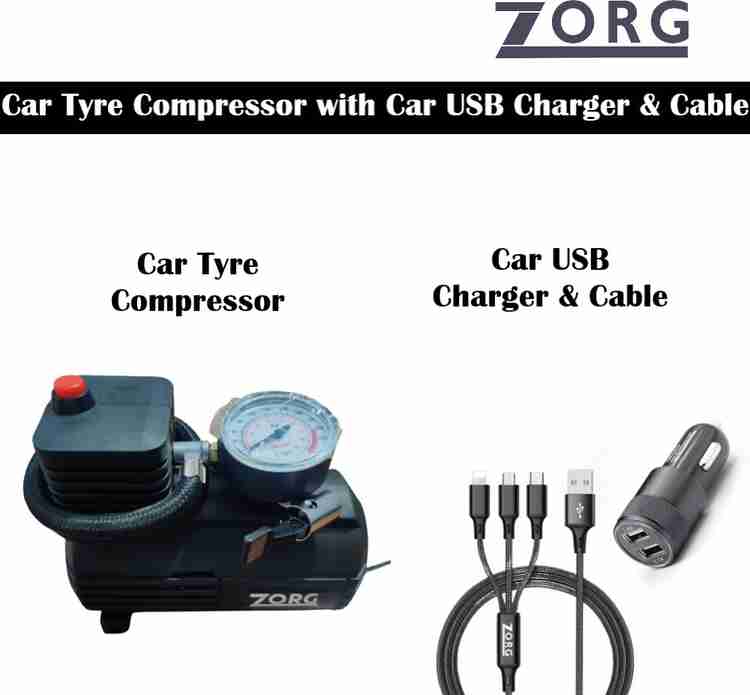 Zorg Tyre Compressor 12V 150psi USB Car Charger with 2 Ports