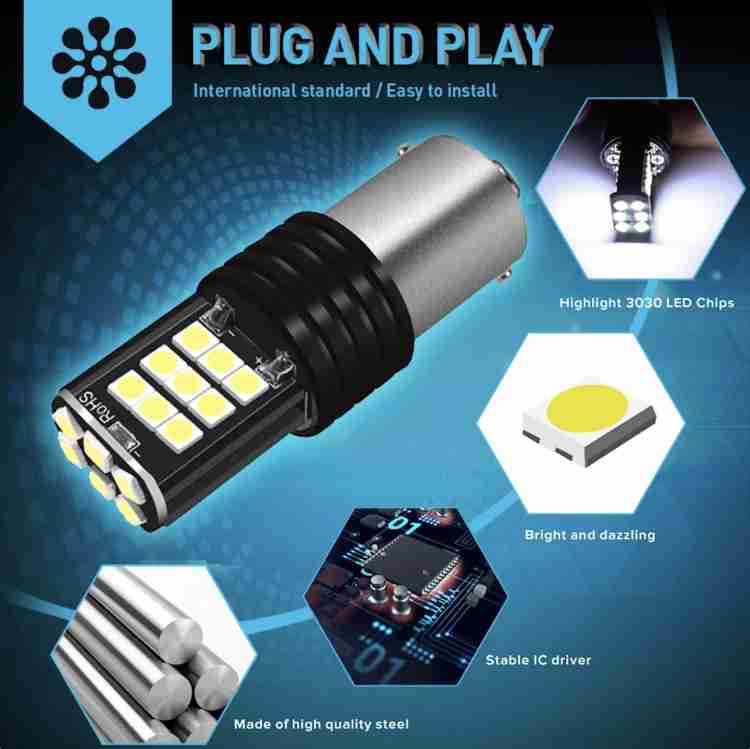 Automaze 1156 BA15S 180 Degree P21W Led Turn Signal Bulb, Front Rear Backup  Light, White Indicator Light Car, Motorbike LED (12 V, 6 W) Price in India  - Buy Automaze 1156 BA15S