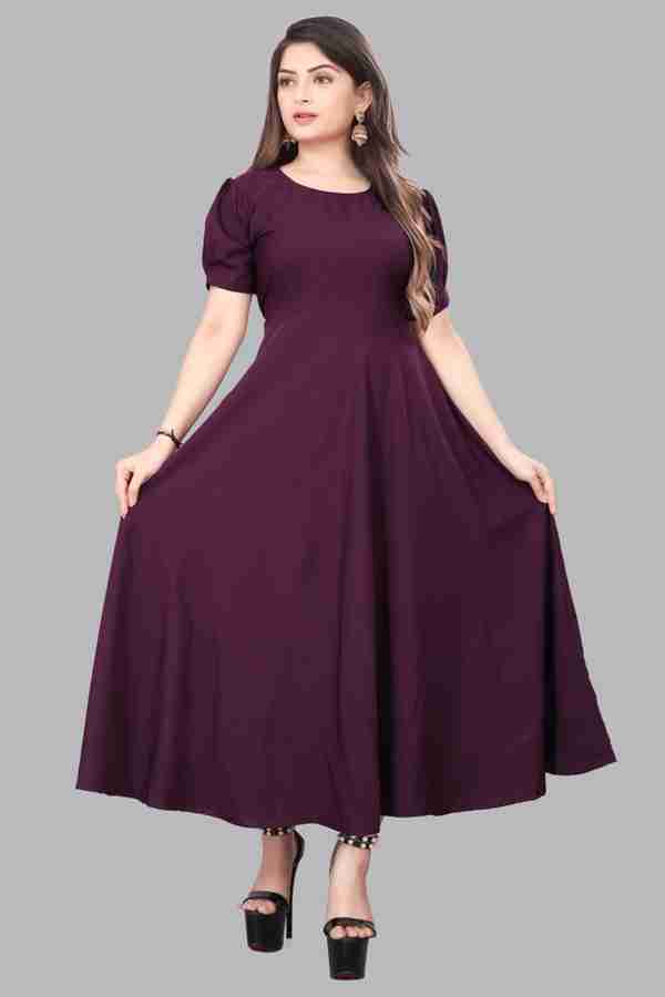 Maroon colour long frocks 2025