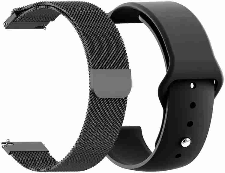 AOnes Pack of 2 Metal Chain Belt Silicone Watch Strap for