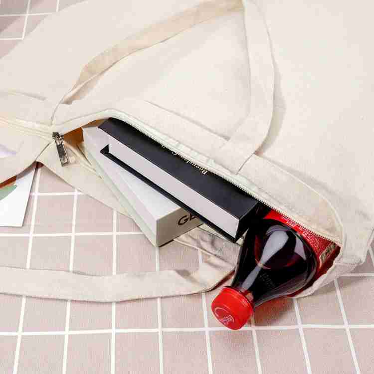 MG Choice Canvas Tote Bag with Zipper Reusable 100 Eco