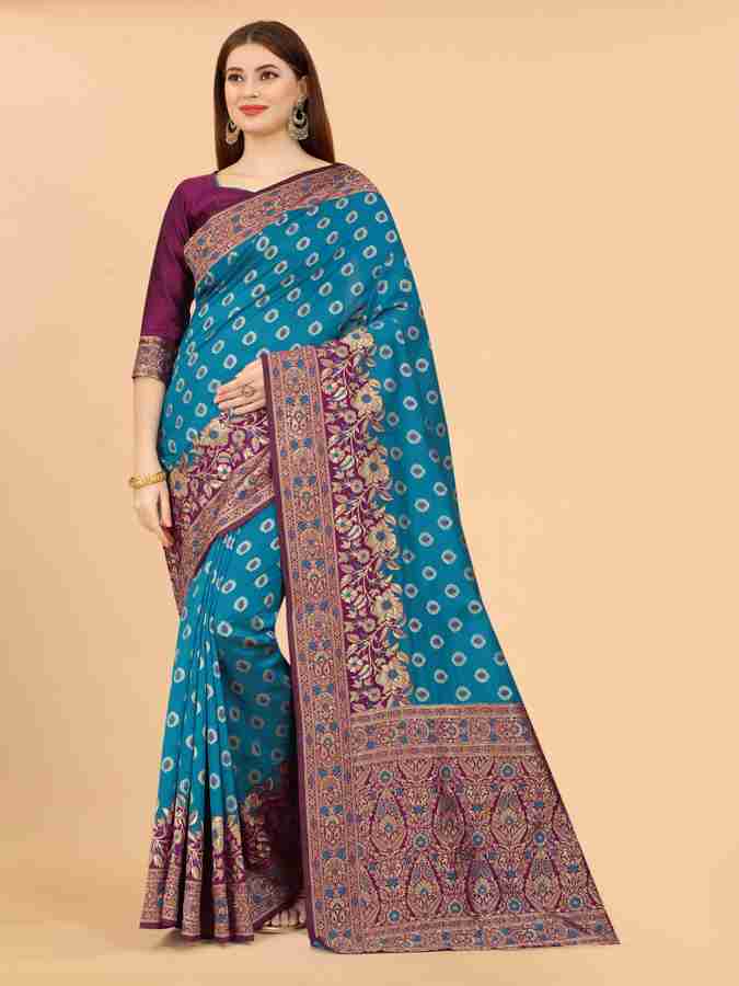 Buy DHRUVIL TEXTILES Self Design Banarasi Organza Cotton Silk Multicolor Sarees Online Best Price In India Flipkart