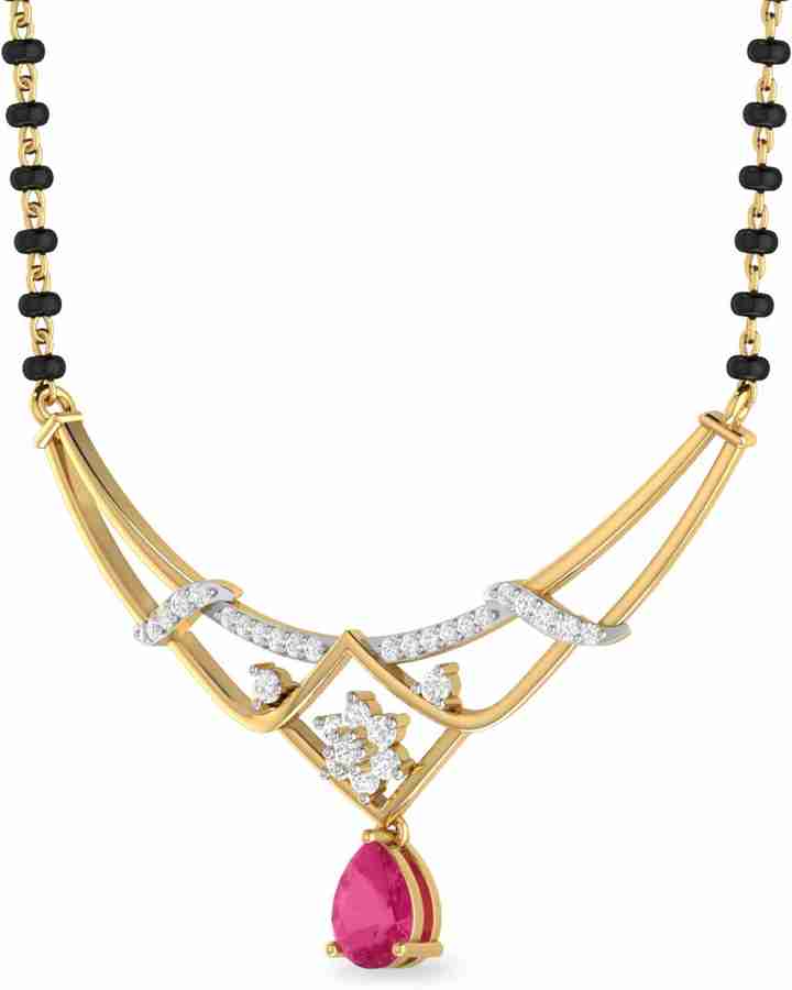 PC Jeweller The Chirasmayi Diamond Ruby Yellow Gold Mangalsutra