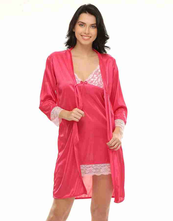 Buy Clovia Pink Nighty with Robe Online at Low Prices in India