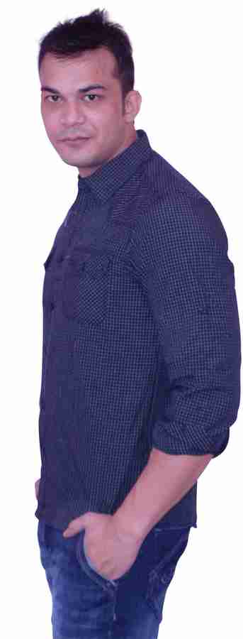 Hollister Men Checkered Casual White Black Shirt Buy Black