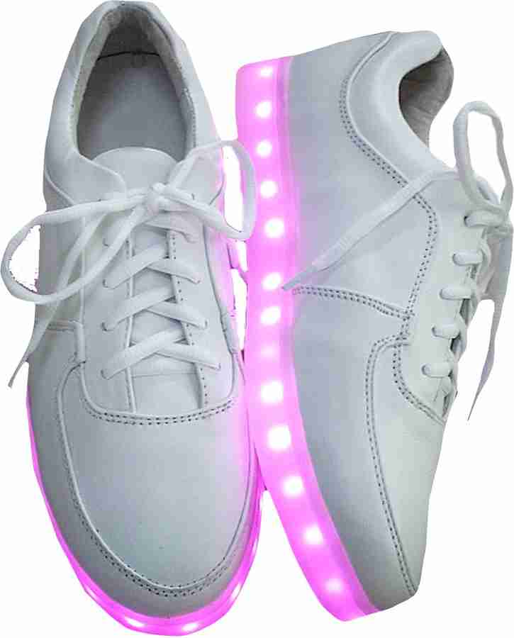 Monika Creations Unisex USB Rechargeable White LED Simulation Shoes Sneaker Light Up your Personality Sneakers For Men Buy White Color Monika Creations Unisex USB Rechargeable White LED Simulation Sho...