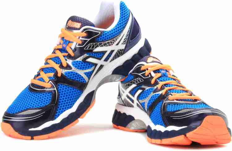 Asics Gel Nimbus 16 Men Running Shoes For Men Buy Blue White Flash Orange Color Asics Gel Nimbus 16 Men Running Shoes For Men Online at Best Price Shop Online for Footwears