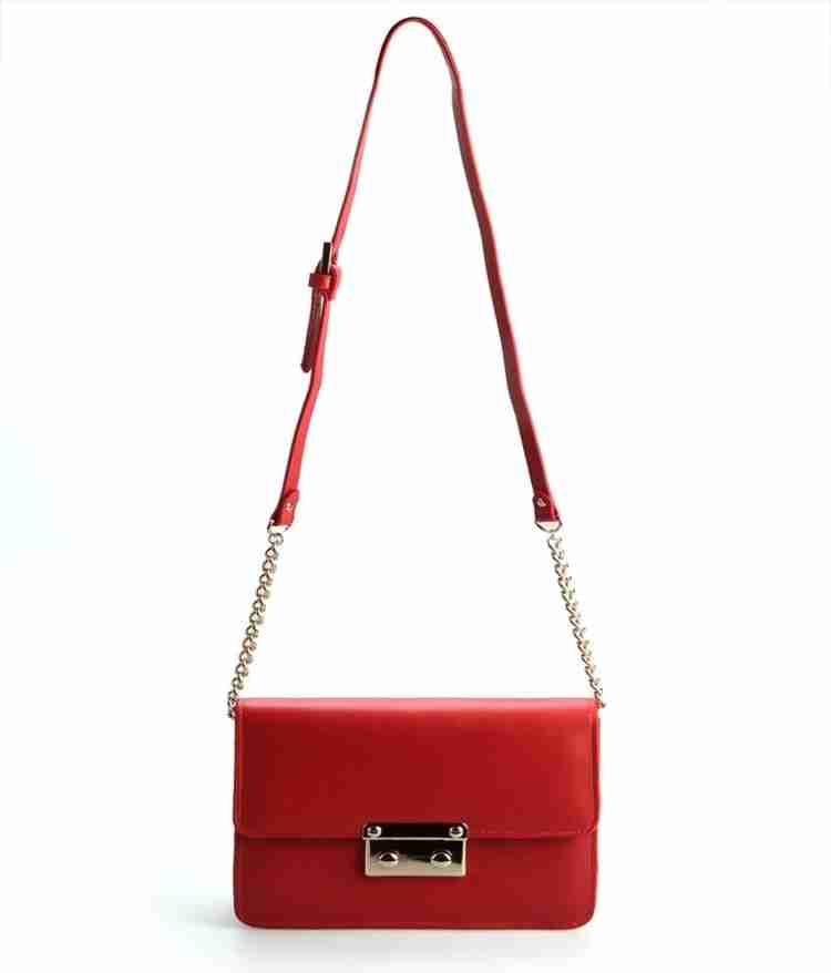 Elizabeth Tailleur Red Sling Bag Solid Red Price in India Flipkart