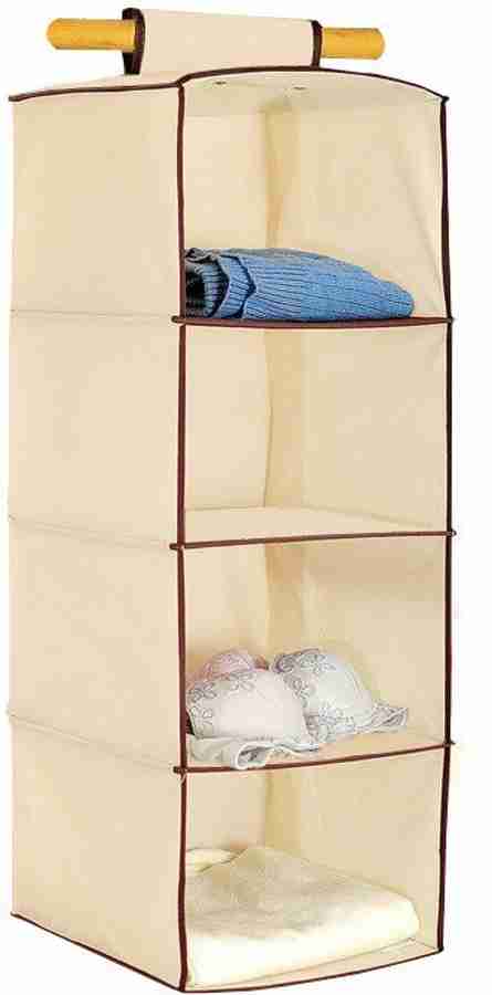 PINDIA Fancy Foldable 4 Layer Cream Hanging Storage Wardrobe Almirah Accessories Organizer Regular Organizer Price in India Buy PINDIA Fancy Foldable 4 Layer Cream Hanging Storage Wardrobe Almirah Acc...