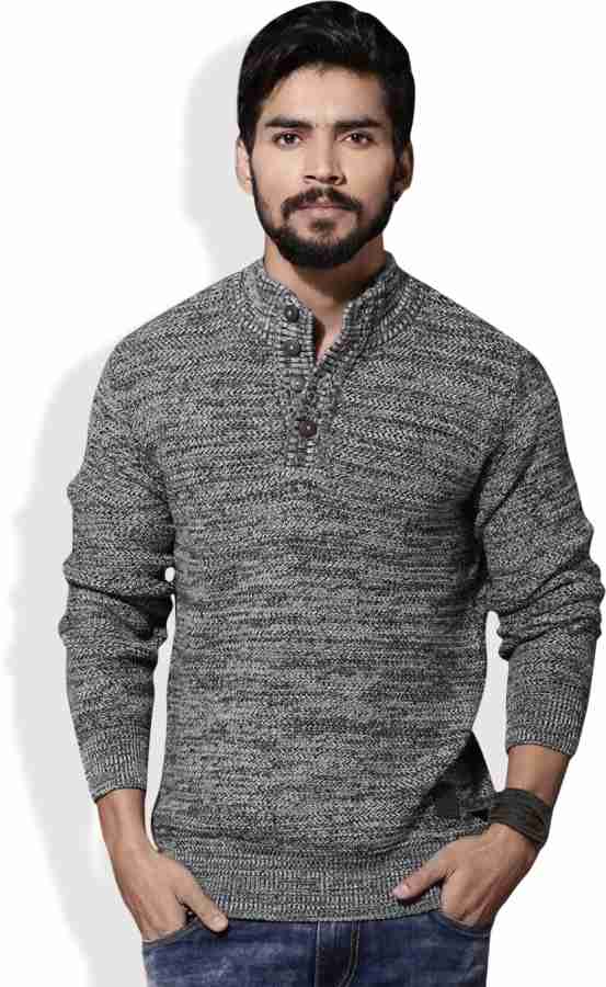 Roadster Solid Round Neck Casual Men Grey Sweater - Buy Grey Roadster Solid  Round Neck Casual Men Grey Sweater Online at Best Prices in India
