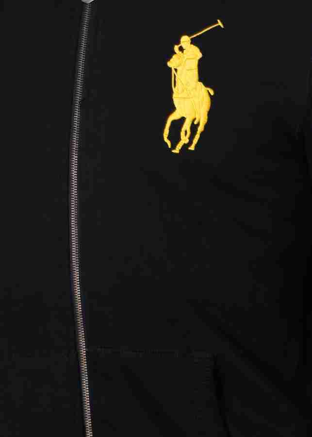 Fashion black polo shirt with yellow horse