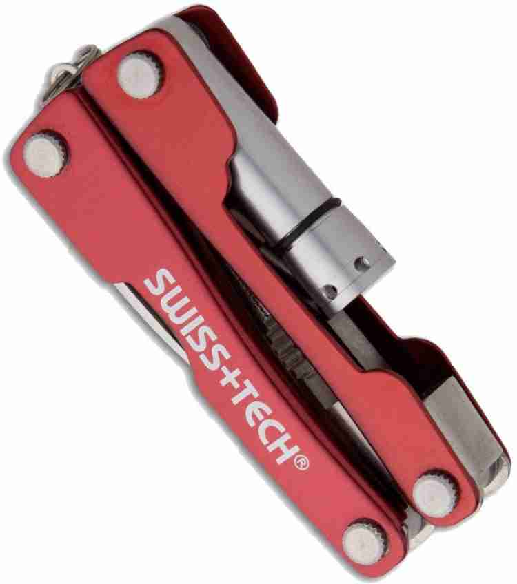Swiss+Tech Mini Multi 8-In-1 Key Ring Tool Maroon and Silver, SWISS TECH, All Brands