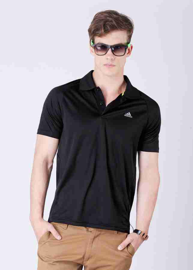 ADIDAS Solid Men Polo Neck Black T-Shirt - Buy Black, Vivyel ADIDAS Solid  Men Polo Neck Black T-Shirt Online at Best Prices in India