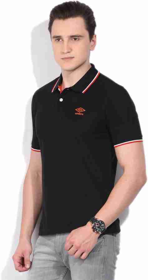 FBB UMBRO Solid Men Polo Neck Black T Shirt Buy JET BLACK FBB