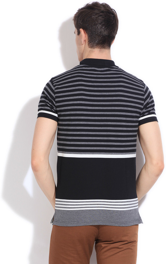 THE PRIVILEGE CLUB Striped Men Polo Neck Black, Grey T-Shirt - Buy OFF  WHITE THE PRIVILEGE CLUB Striped Men Polo Neck Black, Grey T-Shirt Online  at Best Prices in India | Flipkart.com