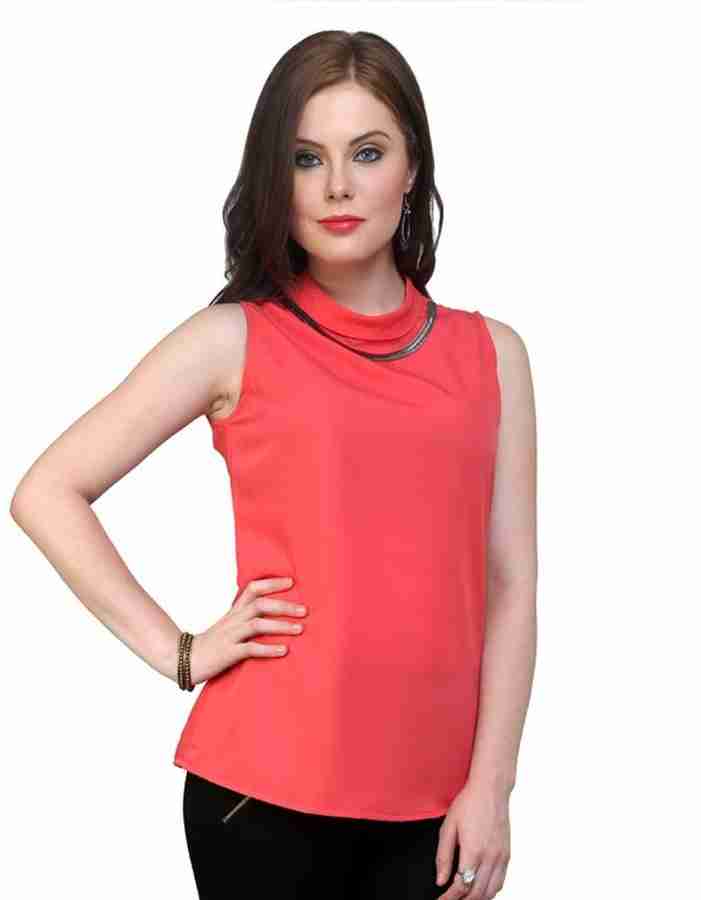 PANNKH Casual Sleeveless Solid Women Orange Top Buy Coral PANNKH Casual Sleeveless Solid Women Orange Top Online at Best Prices in India Flipkart