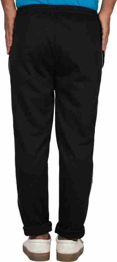 T90 Self Design Men Black Track Pants