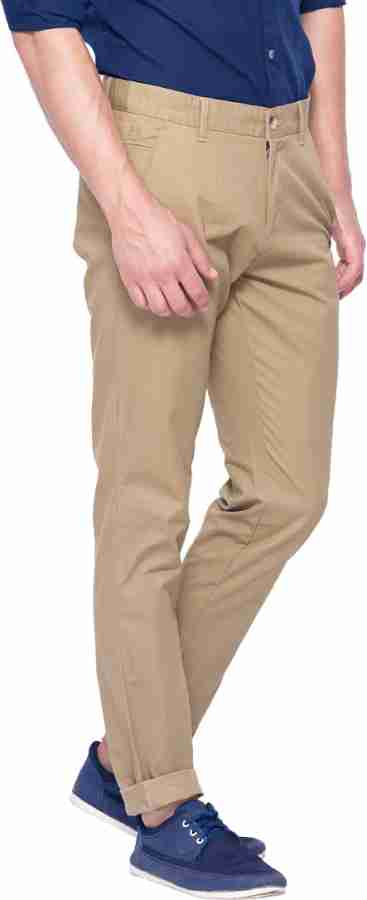 Shield & Sword Slim Fit Men Beige Trousers - Buy Dark Khaki Shield