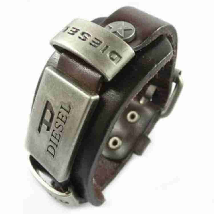 DIESEL High Fashion Branded Real Leather Punk Style Buckle Strap
