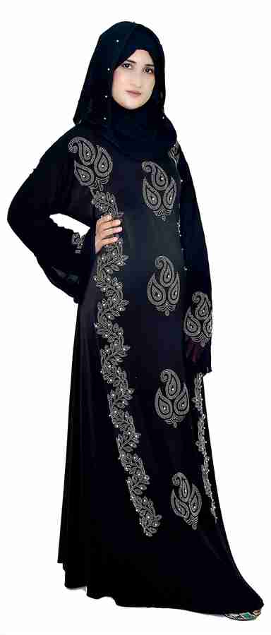 Dreamzone Nice Looking Diamond work Abaya Burqa Black Lycra