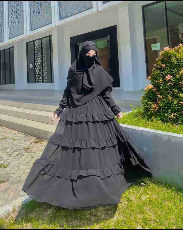 SHIFA Womens Trending Design Firdous Fabric Gathering Abaya Burkha With Dupatta Kashibo Solid Burqa With Hijab Price in India Buy SHIFA Womens Trending Design Firdous Fabric Gathering Abaya Burkha Wit...