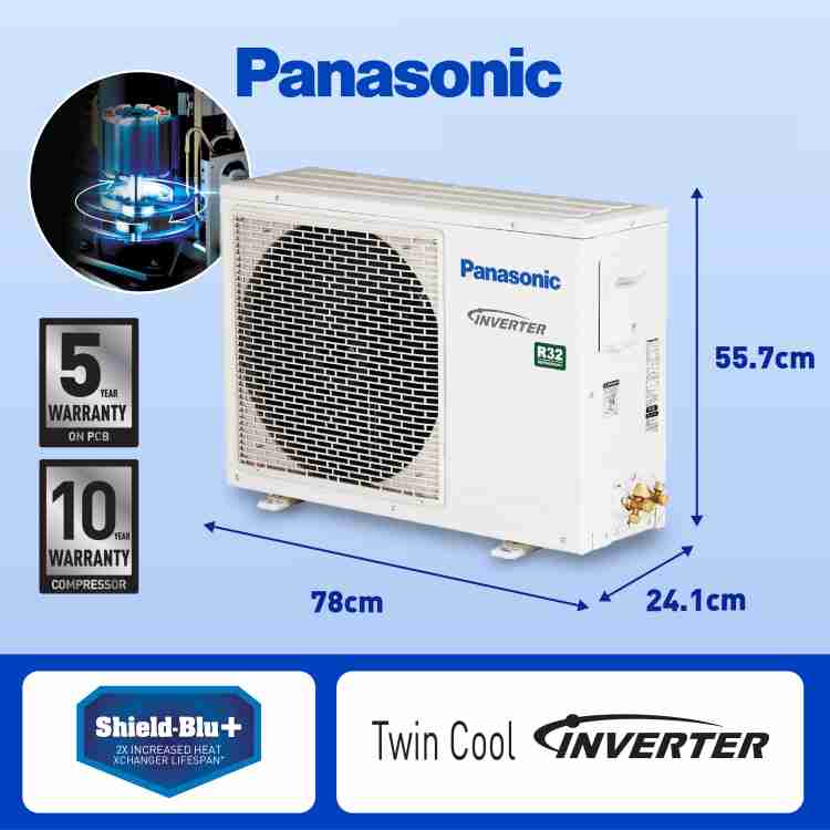 Panasonic Convertible 7-in-1 with Additional AI Mode Cooling 2023 Model 1.5  Ton 3 Star Split Inverter with 2 Way Swing, PM 0.1 Air Purification Filter  