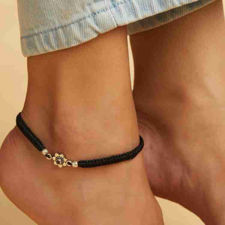 Silver anklets deals with black thread