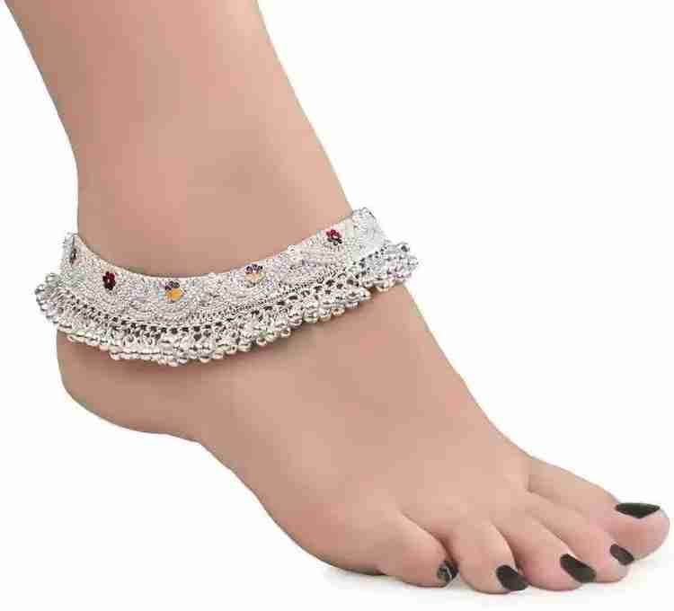 SHUCHI PAYAL Bridal Silver Plated White Metal Indian Traditional Ethnic Fancy Heavy Alloy Anklet Price in India Buy SHUCHI PAYAL Bridal Silver Plated White Metal Indian Traditional Ethnic Fancy Heavy ...