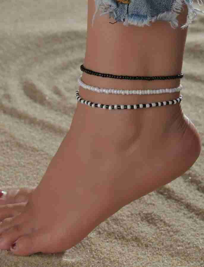 White hot sale beaded anklet