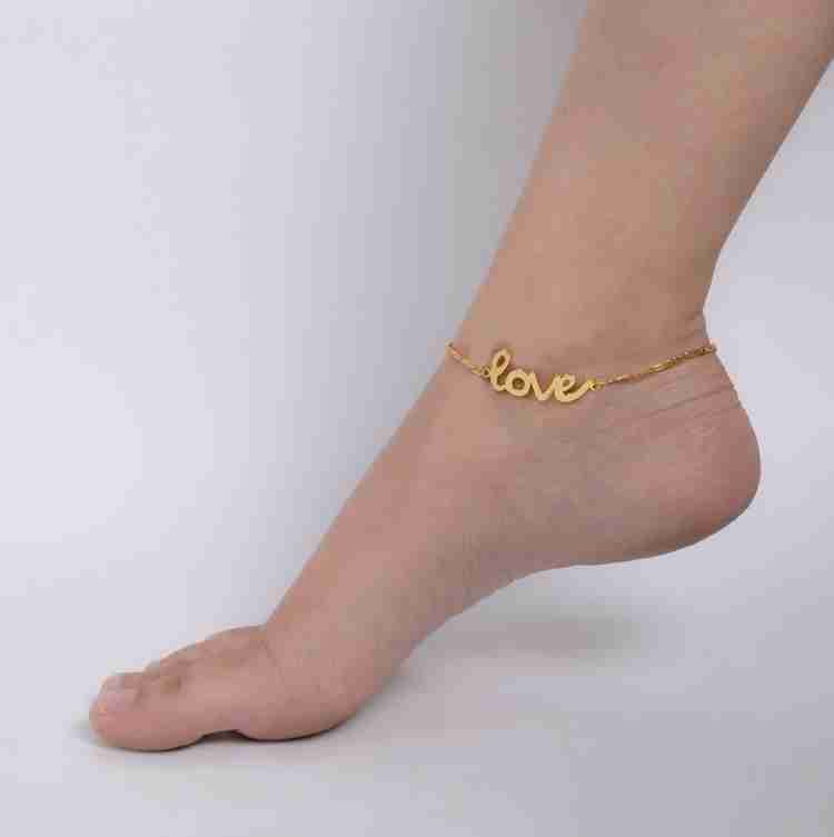 VAMA Golden Love Design Adjustable Stone Leg ankle Chain Anklet Bracelet Payal for Metal Anklet Price in India Buy VAMA Golden Love Design Adjustable Stone Leg ankle Chain Anklet Bracelet Payal