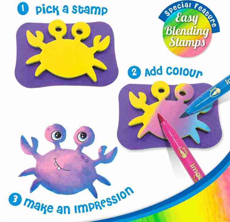  Imagimake Stamp Art - Garden - Stamps for Kids with Easy  Blending Pens, Arts and Crafts for Kids Ages 3-5