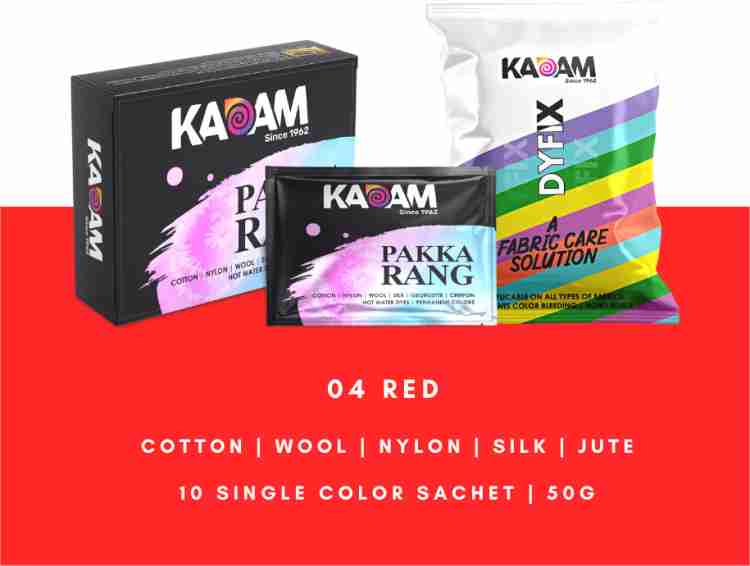KADAM Fabric Dye Colour, Shade 04 Red, Pack of 10 Single Color Pouches -  Fabric Dye Colour, Shade 04 Red, Pack of 10 Single Color Pouches . Buy  Fabric Colors toys in India. shop for KADAM products in India.