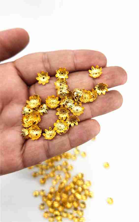 Crafts Haveli Metal Beads End Caps 8mm 10mm Golden Colors Flower Bead Cap 150pc Metal Beads End Caps 8mm 10mm Golden Colors Flower Bead Cap 150pc shop for Crafts Haveli
