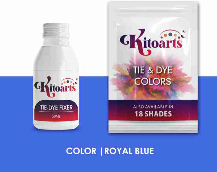 Kitoarts Royal Blue Dye for Clothes 50 Gm, Fixer 50 Ml, Fabric  Dye for Clothes Permanent - Powder Form, Permanent Dye