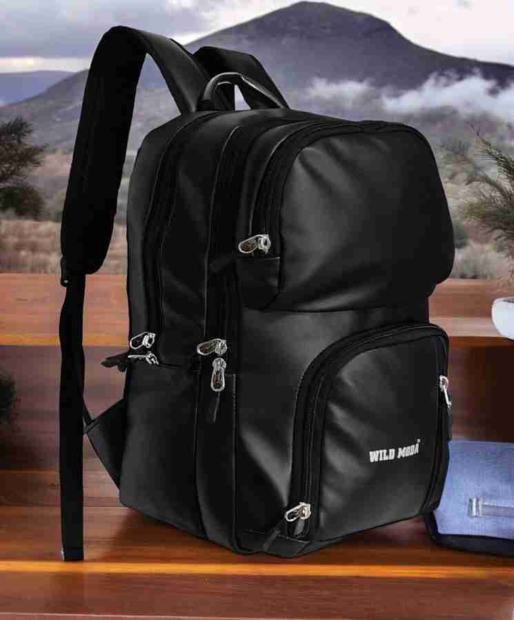Faux leather laptop backpack discount