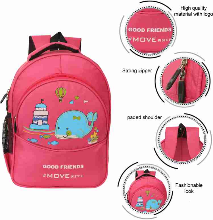 Good Friend Fish Move in Style Backpack Best for Girls and Boys 3D Age  Group 3-6 Years 22 L Backpack Pink - Price in India