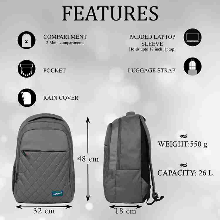 F GEAR Coach Grey 26L Laptop Backpack 26 L Laptop Backpack