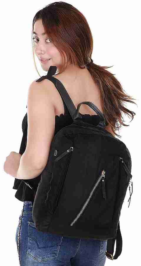 Ladies black hot sale backpack handbag