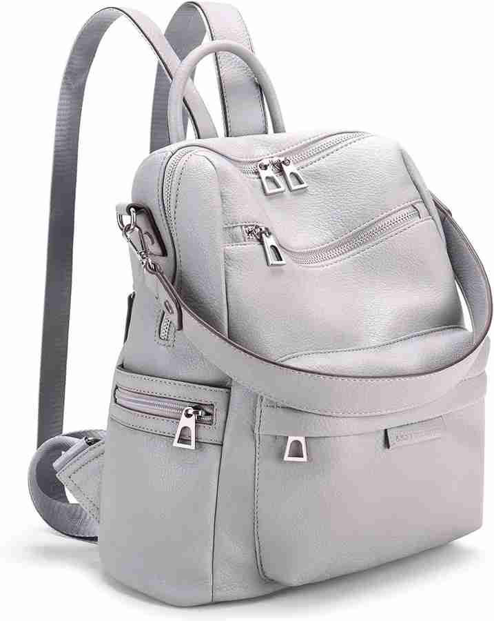 Grey leather backpack purse on sale