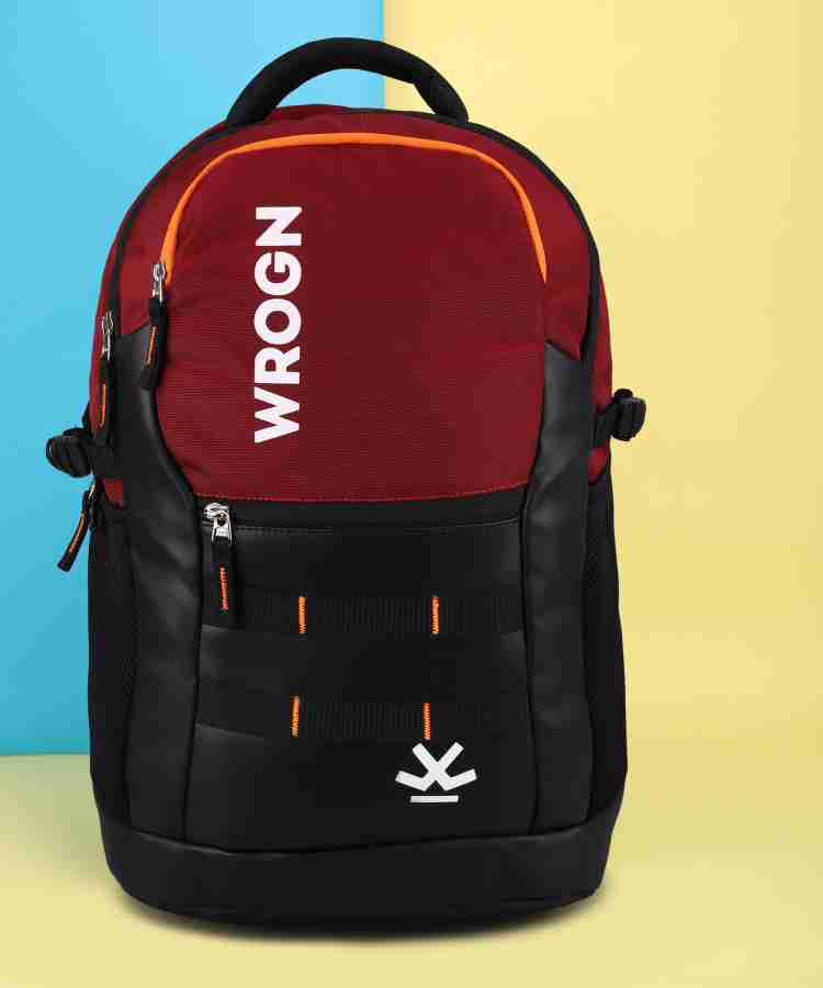 WROGN ROCK Unisex Bag with rain cover Office School College Business 45L 45 L Backpack BLACK MAROON Price in India Flipkart