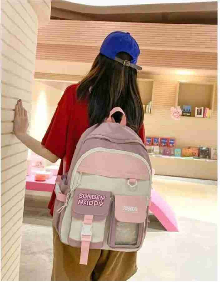 Korean backpack pink 2025