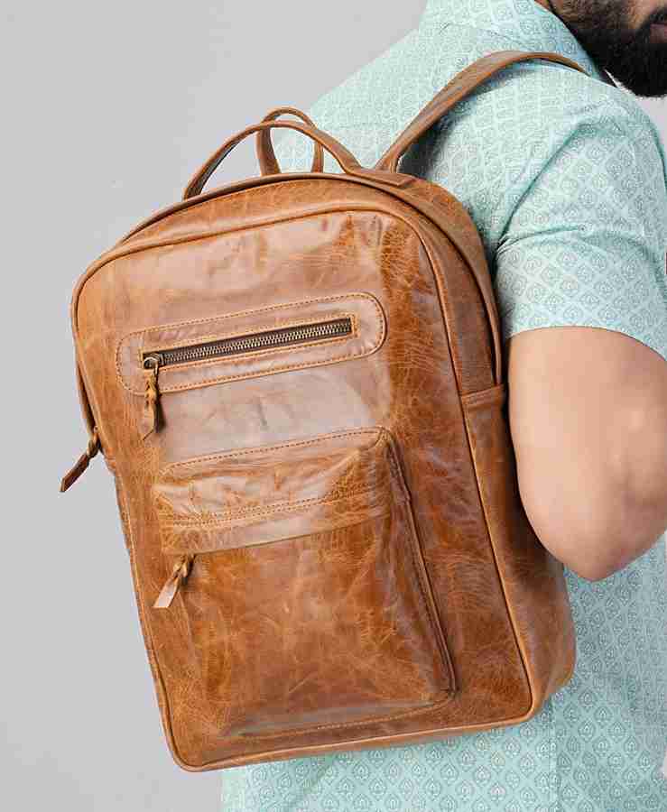 AllyHands Leather Backpack 10 L Laptop Backpack Brown Tan Price in India Flipkart
