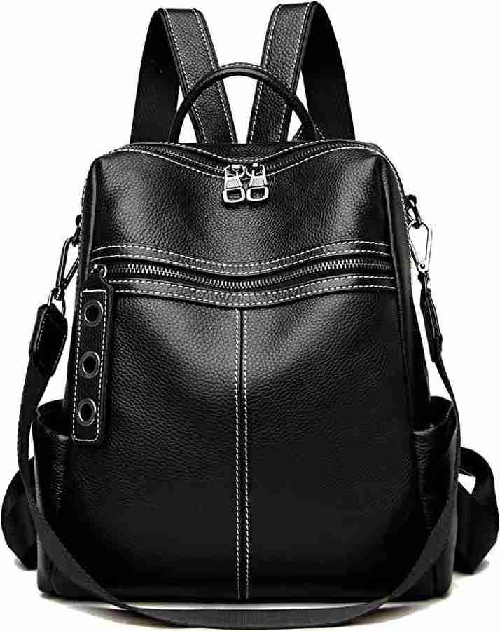 WomenBuzz Black Leather Backpack Convertible Backpack And Handbags For Womens 30 L Backpack Black Price in India Flipkart