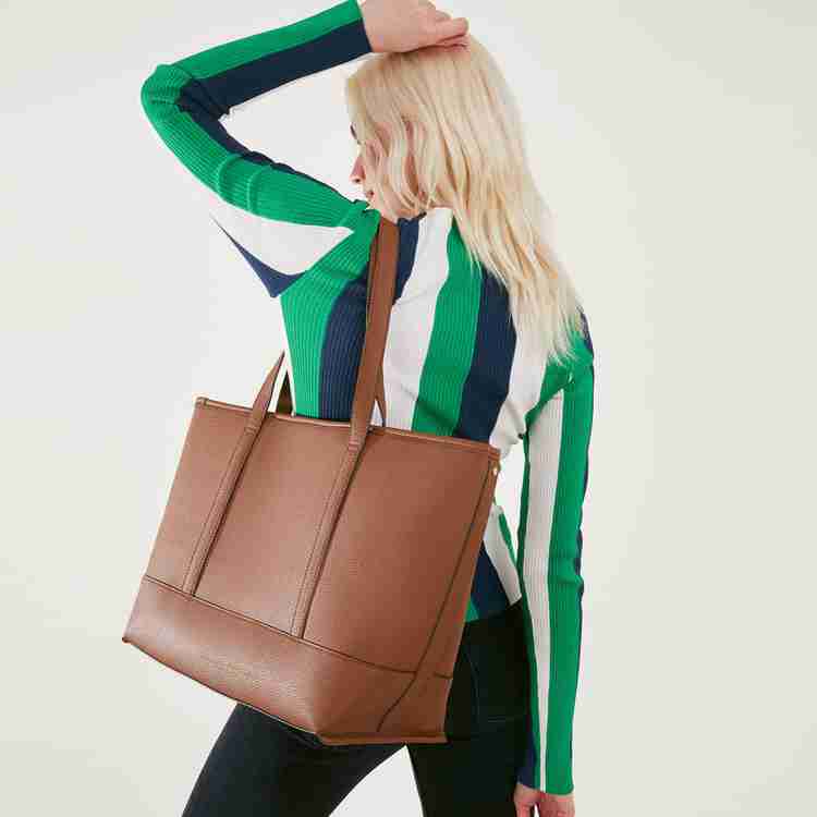 Flipkart ACCESSORIZE LONDON Women s Faux Leather Brown Large 14 Inch Laptop Work Tote Bag Shoulder Bag Shoulder Bag