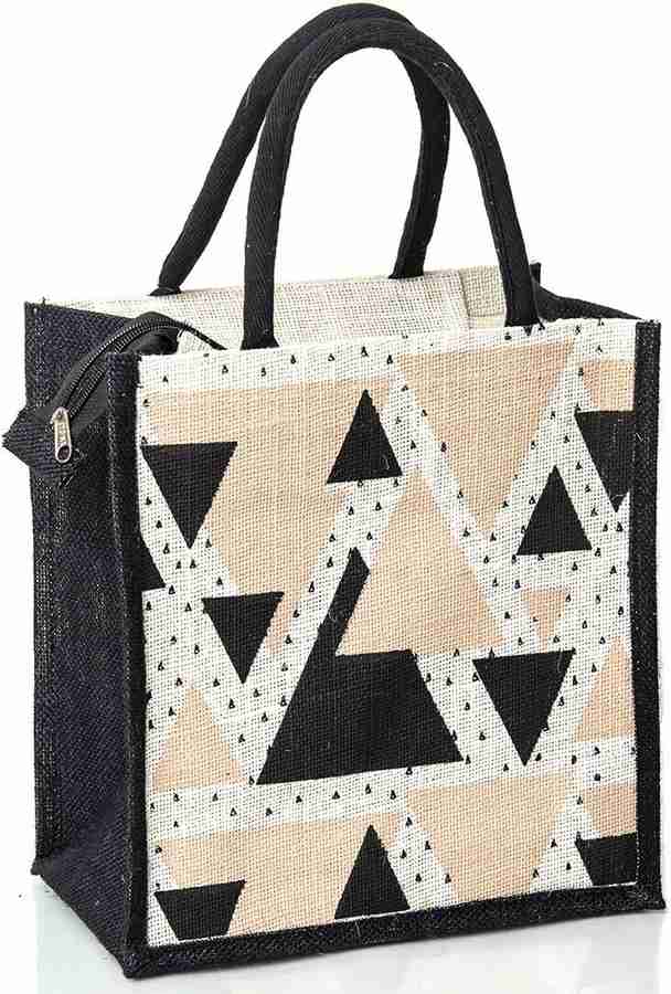 Flipkart H B Jute Bag Lunch box Bag Jute Tiffin bags for women or men Triangle Black Waterproof Lunch Bag Lunch Bag