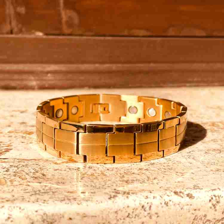 Impression stainless steel store gold plated bracelet