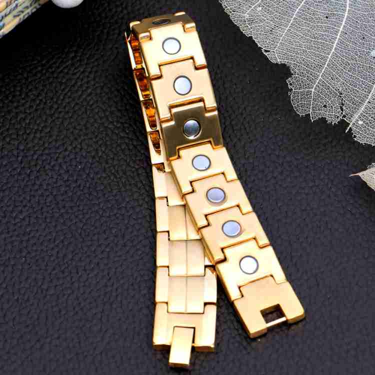 Impression stainless steel store gold plated bracelet