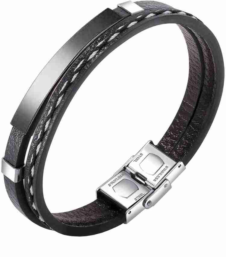 ZIVOM Leather Black Silver Bracelet Price in India Buy ZIVOM Leather Black Silver Bracelet Online at Best Prices in India Flipkart